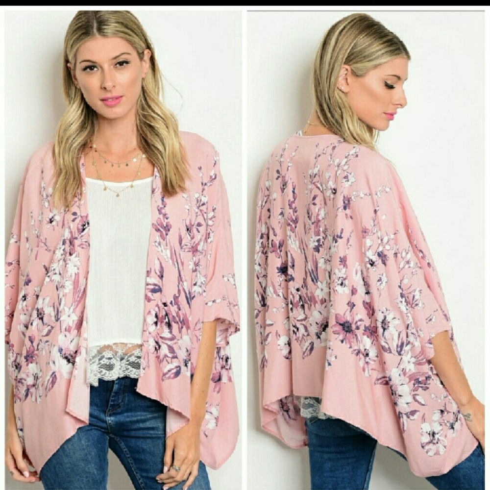COPY - PINK CHERRY BLOSSOM PRINT KIMONO